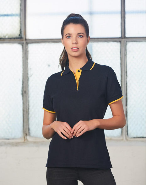 Womens Poly / Cotton Contrast Pique Short Sleeve Polo (WS-PS48A)