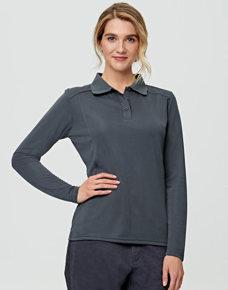 Womens Bamboo Charcoal Long Sleeve Polo (WS-PS90)