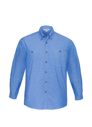 Mens Wrinkle Free Chambray Long Sleeve Shirt (BZ-SH112)