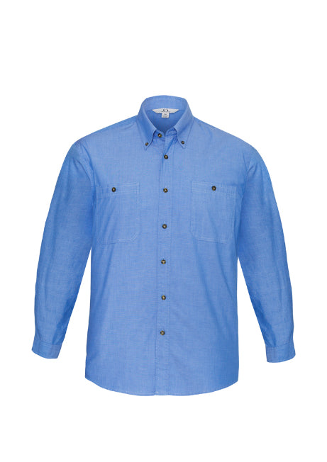 Mens Wrinkle Free Chambray Long Sleeve Shirt (BZ-SH112)