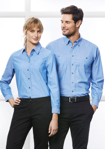 Mens Wrinkle Free Chambray Long Sleeve Shirt (BZ-SH112)