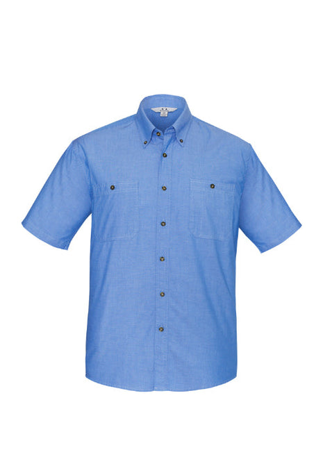 Mens Wrinkle Free Chambray Short Sleeve Shirt (BZ-SH113)