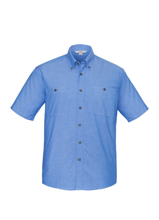 Mens Wrinkle Free Chambray Short Sleeve Shirt (BZ-SH113)