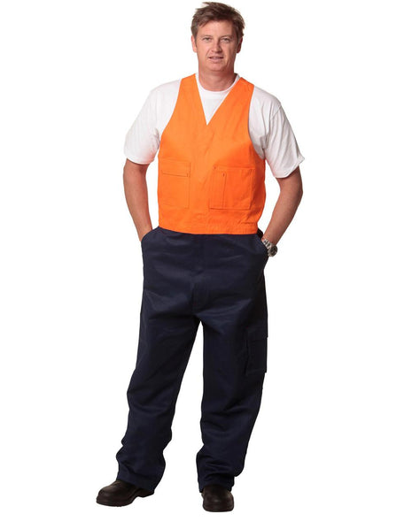Mens Hi Vis Two Tone Cotton Drill Action Back Overall-Regular (WS-SW201)