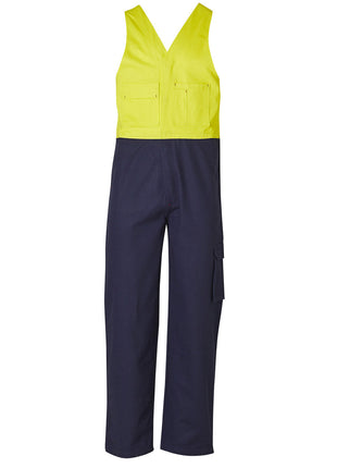Mens Hi Vis Two Tone Cotton Drill Action Back Overall-Stout (WS-SW202)
