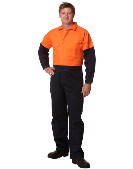 Mens Hi Vis Two Tone Cotton Drill Coverall-Stout (WS-SW205)