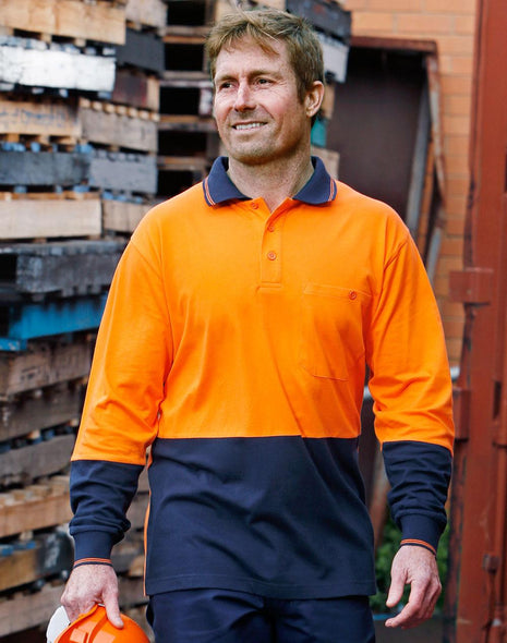 Hi Vis Cotton Two Tone Long Sleeve Safety Polo (WS-SW36)