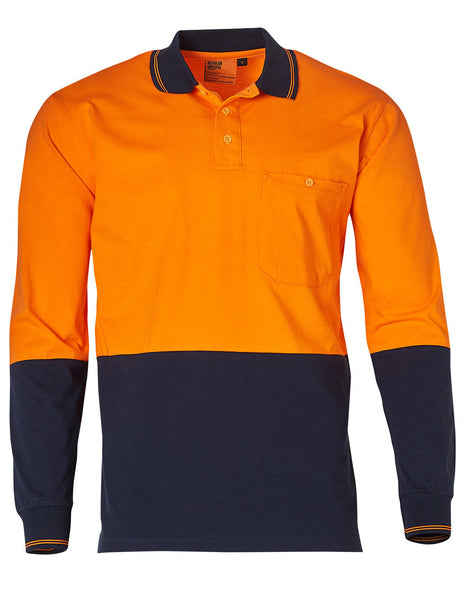 Hi Vis Cotton Two Tone Long Sleeve Safety Polo (WS-SW36)