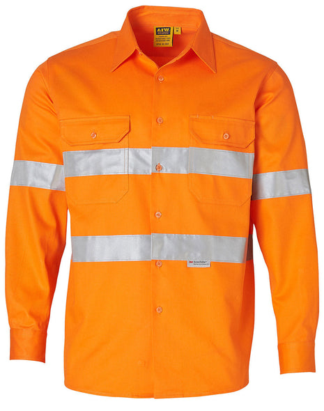 Mens Hi Vis Long Sleeve Drill Shirt With 3M® Tapes (WS-SW52)