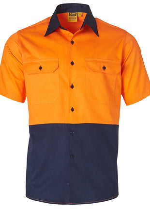 Hi Vis Two Tone Short Sleeve Cotton Work Shirt (WS-SW57)