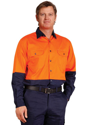 Hi Vis Two Tone Cool-Breeze Long Sleeve Cotton Work Shirt (WS-SW58)