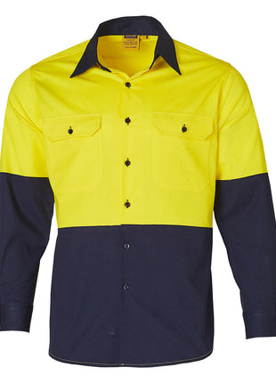 Hi Vis Two Tone Cool-Breeze Long Sleeve Cotton Work Shirt (WS-SW58)