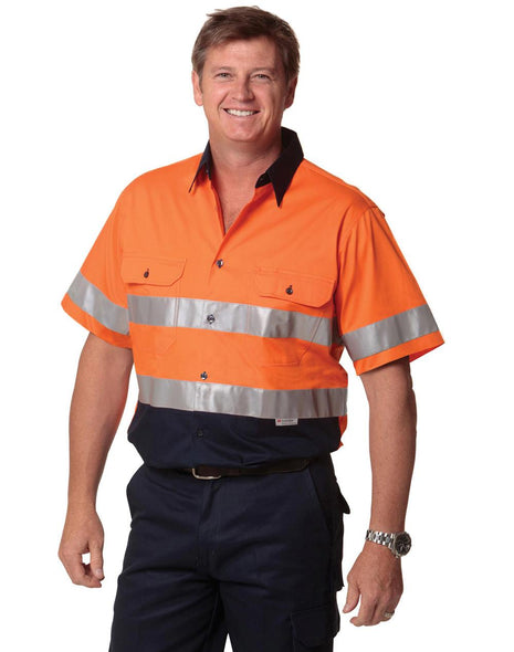 Mens Hi Vis Cool Breeze Safety Short Sleeve Shirt (3M® Tape) (WS-SW59)