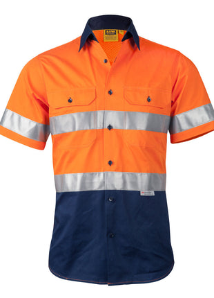 Mens Hi Vis Cool Breeze Safety Short Sleeve Shirt (3M® Tape) (WS-SW59)