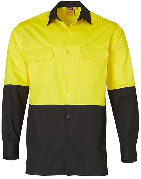 Mens Two Tone Cool Breeze Long Sleeve Cotton Safety Shirt (WS-SW67)