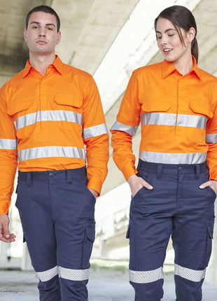 Hi Vis Cool-Breeze Closed Front Long Sleeve Shirt (Perforated Tape) (WS-SW87)