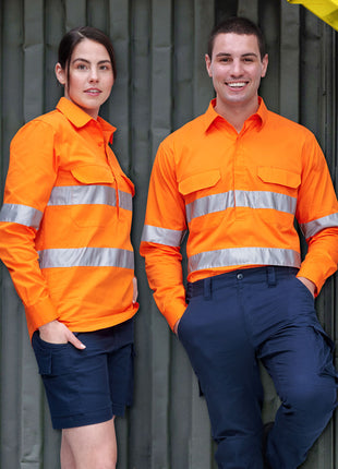 Hi Vis Cool-Breeze Closed Front Long Sleeve Shirt (Perforated Tape) (WS-SW87)