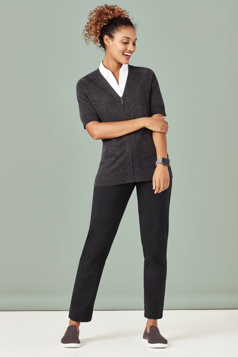 Womens Zip Front Short Sleeve Knit (BZ-CK962LC)