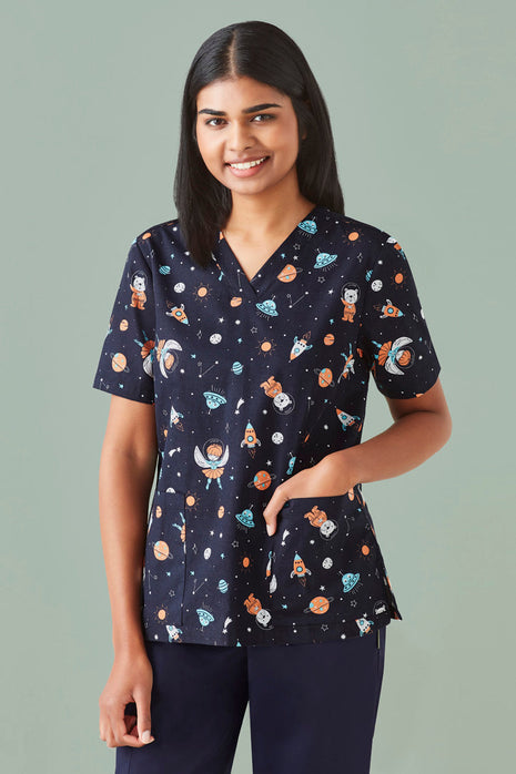Space Party Womens Scrub Top (BZ-CST148LS)