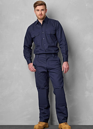 Mens Cotton Drill Pre-Shrunk Cargo Pants With Knee Pads (WS-WP03)