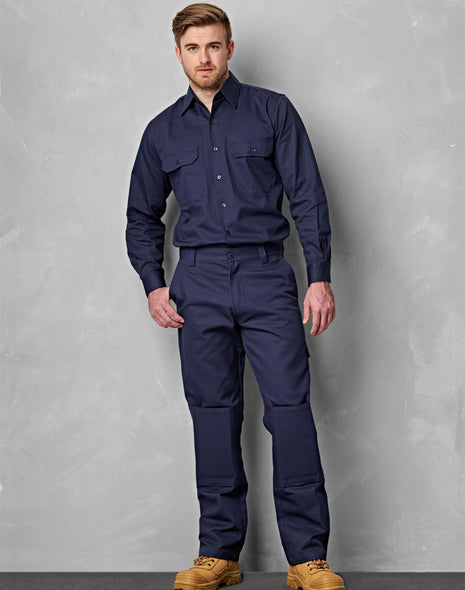 Mens Cotton Drill Pre-Shrunk Cargo Pants With Knee Pads (WS-WP03)
