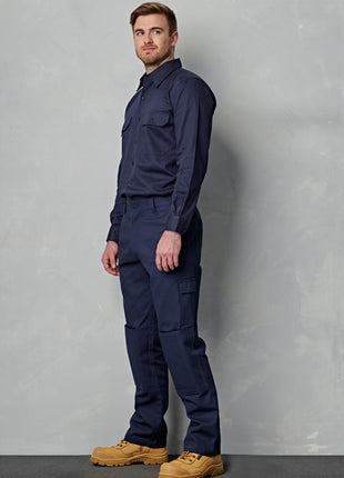 Mens Cotton Drill Pre-Shrunk Cargo Pants With Knee Pads (WS-WP03)