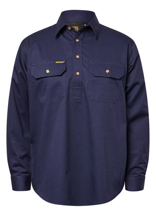 Mens Lightweight Long Sleeve Closed Front Cotton Drill Shirt (NC-WS3029)
