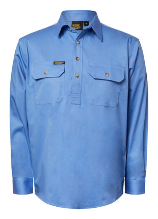 Mens Lightweight Long Sleeve Closed Front Cotton Drill Shirt (NC-WS3029)