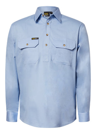 Mens Lightweight Long Sleeve Closed Front Cotton Drill Shirt (NC-WS3029)