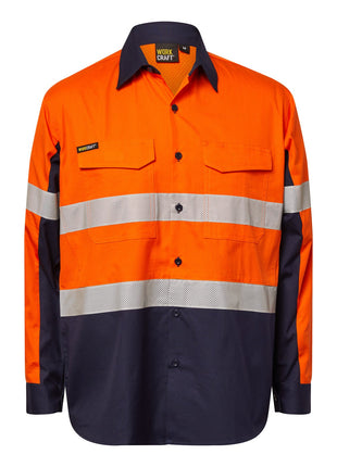 Mens Hi Vis Long Sleeve Vented Ripstop Shirt with Reflective Tape (NC-WS6068)
