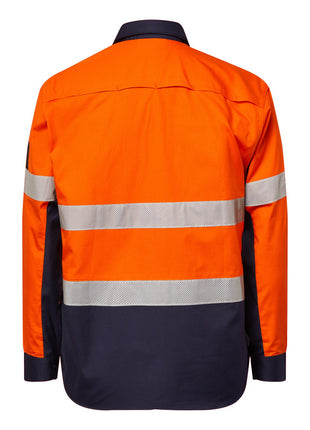 Mens Hi Vis Long Sleeve Vented Ripstop Shirt with Reflective Tape (NC-WS6068)