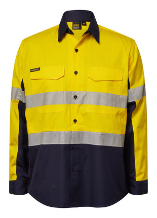 Mens Hi Vis Long Sleeve Vented Ripstop Shirt with Reflective Tape (NC-WS6068)
