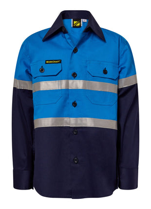 Hi Vis Kids Lightweight Long Sleeve Cotton Drill Shirt with Reflective Tape (NC-WSK129)