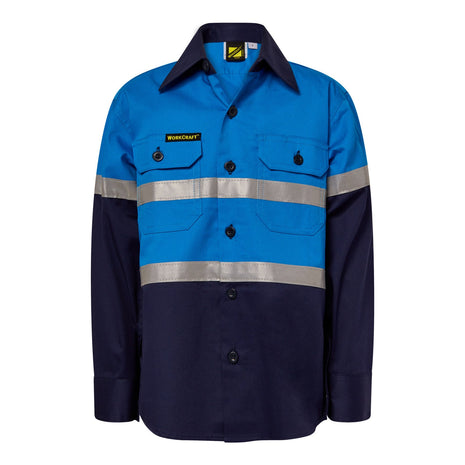 Hi Vis Kids Lightweight Long Sleeve Cotton Drill Shirt with Reflective Tape (NC-WSK129)