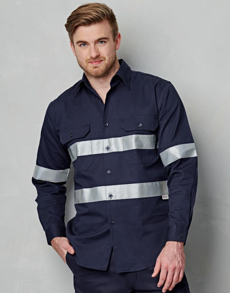 Cotton Drill Long Sleeve Work Shirt 3M® Tapes (WS-WT04HV)