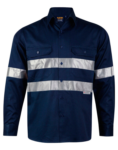 Cotton Drill Long Sleeve Work Shirt 3M® Tapes (WS-WT04HV)