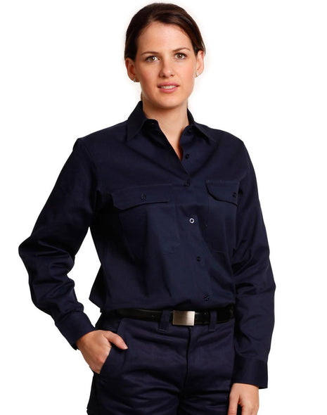 Womens Cotton Drill Long Sleeves Work Shirt (WS-WT08)