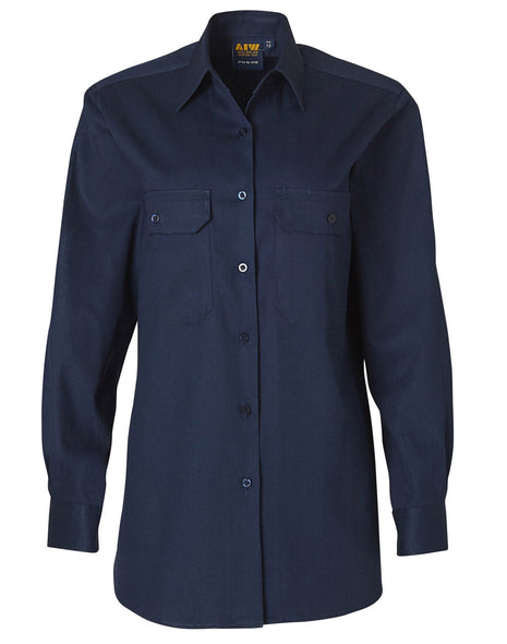 Womens Cotton Drill Long Sleeves Work Shirt (WS-WT08)