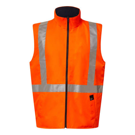 Hi Vis NSW Rail Reversible Fleece Vest with Reflective Tape X Pattern (NC-WW9018)
