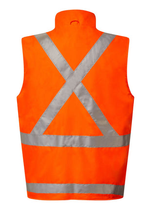 Hi Vis NSW Rail Reversible Fleece Vest with Reflective Tape X Pattern (NC-WW9018)