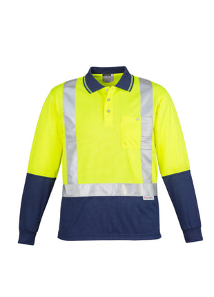 Mens Hi Vis Spliced Polo - Long Sleeve Shoulder Taped (BZ-ZH234)