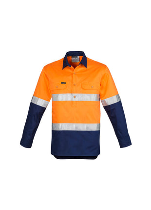 Mens Hi Vis Closed Front L/S Shirt - Hoop Taped (BZ-ZW550)