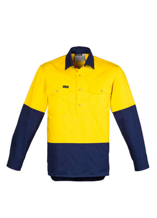 Mens Hi Vis Closed Front L/S Shirt - Hoop Taped (BZ-ZW550)