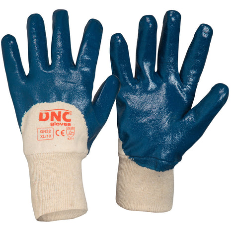 Blue Nitrile 3/4 Dip Cotton Gloves (DN-GN32)