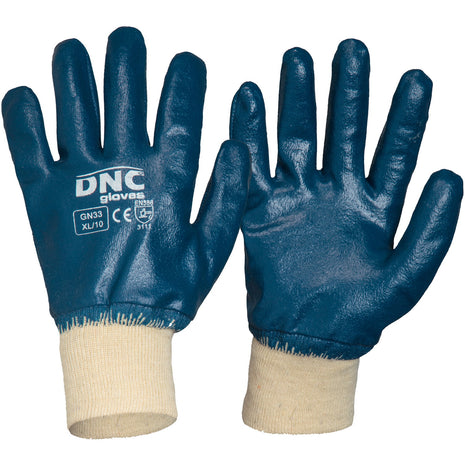 Blue Nitrile Full Dip Interlock Gloves (DN-GN33)