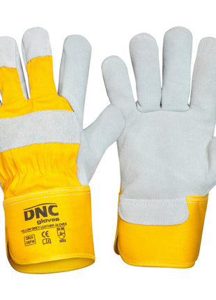Yellow Premium Grey Split Leather Gloves (DN-GR25)