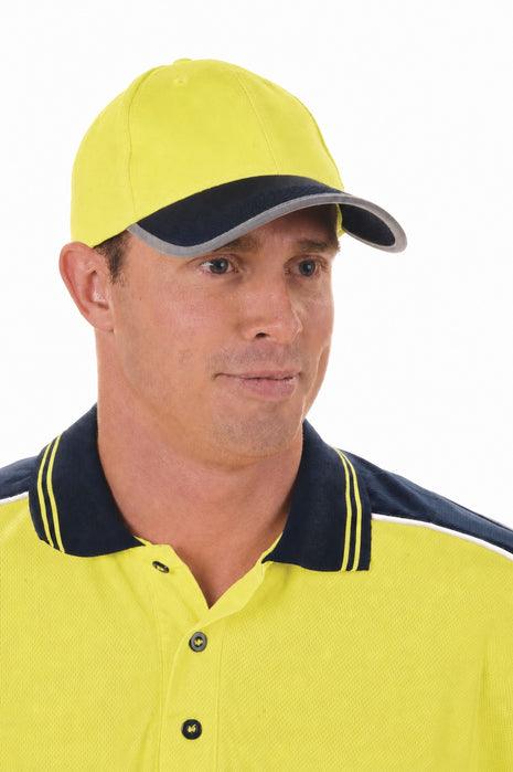 Hi-Vis 2 Tone Cap with Reflective Trim & Velcro Strap (DN-H022)