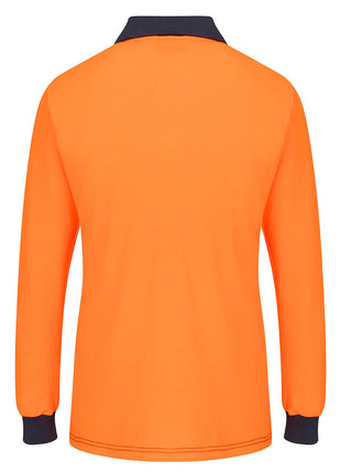 Hi-Vis Women's Cotton Comfort D Contrast Polo Long Sleeve (PW-ML213)