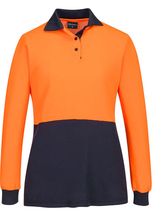 Hi-Vis Women's Cotton Comfort D Contrast Polo Long Sleeve (PW-ML213)