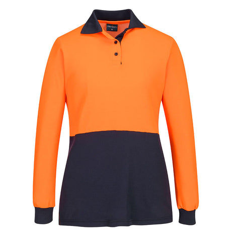 Hi-Vis Women's Cotton Comfort D Contrast Polo Long Sleeve (PW-ML213)